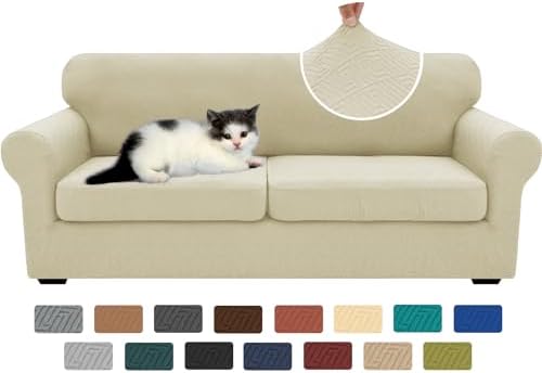 XINEAGE 3-Piece Stretch Sofa Cover, Washable Couch Covers for Dog by XINEAGE