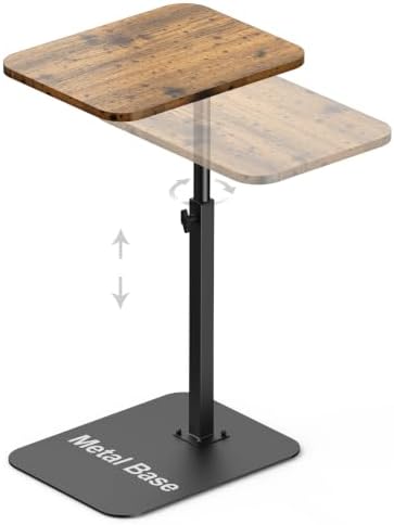 TV Tray Table Adjustable Height Swivel Couch Table with Heavy Metal Base by HzTinT