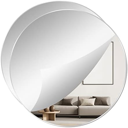 9.44" Round Acrylic Mirror Tile, 2Pcs Flexible Plastic Wall Mirror by DARENYI