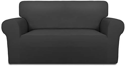 PureFit Stretch Loveseat Covers Fleece Couch Covers for Sofa Dark Gray by PureFit