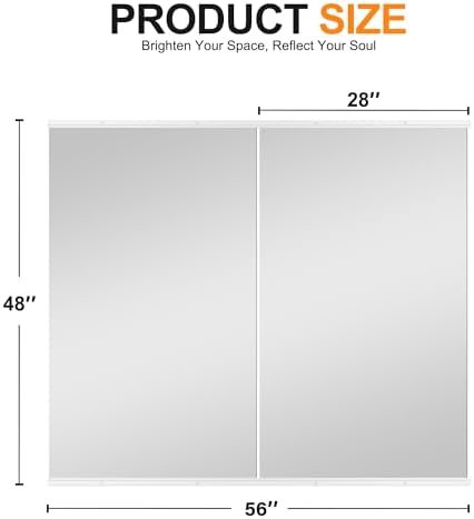 Delma Home Gym Mirror, 48''x28''x2PCS White Wall Mounted Large Frameless Tempered Glass Wall Mirror for Home Gym, Garage, Bedroom, Bathroom - Image 5