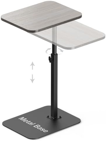 Side Table Sofa Tray for Couch Heavy Metal Base Swivel/Adjustable Height by HzTinT
