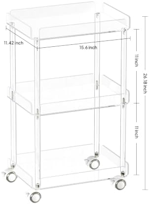 AQUIVER Acrylic 3 Tier Rolling Storage Cart - Small Utility Cart Organizer - Image 2