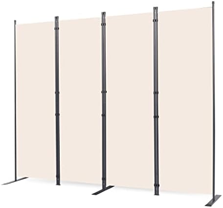 Room Divider, 4 Panel Folding Privacy Screens with Wider Feet, Beige by CHOSENM