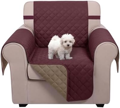 U-NICE HOME Reversible Recliner Chair Covers, Burgundy/Tan by U-NICEHOME