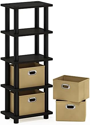 Furinno Turn-N-Tube Toolless 4-Tier Storage Shelves, Espresso by Furinno-FitsYourSpaceFitsYourBudget