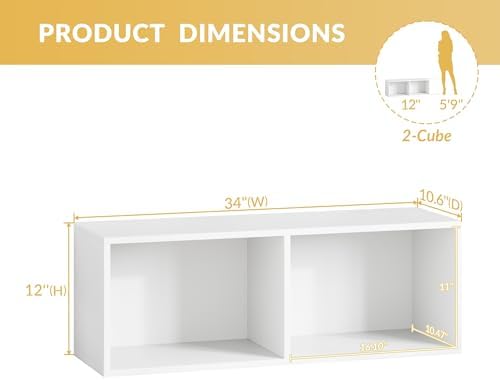 IOTXY DIY Modular Cubby Bookcase - Stackable 2-Cube Open Bookshelf, White - Image 3