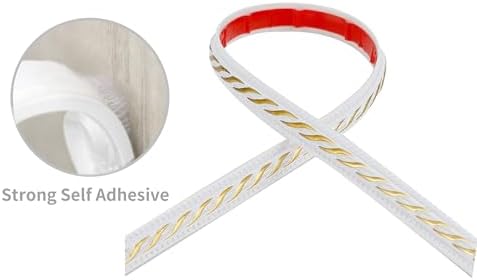 Flexible Molding Trim Wall Trim, 16.4 Feet Self Adhesive Peel and Stick Molding Ceiling Molding, Cabinet Border, Mirror Frame Trim Wall Trim for Home Decor Wall Molding & Trim (White and Gold) - Image 4