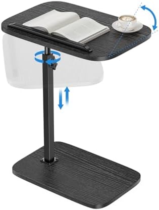 HUANUO TV Tray with Height Adjustment, 360° Swivel, 90° Tilt, Black by HUANUO