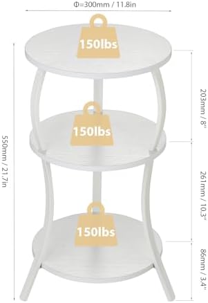 YEAKOO Small Round Side Table,3-Tier Slim Waist End Table for Small Spaces - Image 3