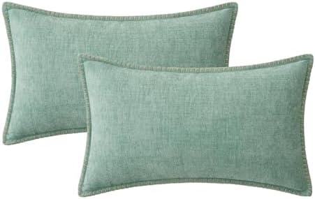 MIULEE Decorative Lumbar Throw Pillow Covers 12x20 Inch Aqua Green 2 Pack - Image 6