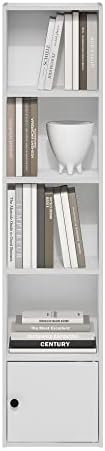 Furinno LUDER Book Shelf, 5-Tier Modern Bookshelf, Bookcase with 1 Door Storage Cabinet, 9.3 x 12 x 52, for Organization and Storage, for Living Room, Bedroom, Home Office, White - Image 6