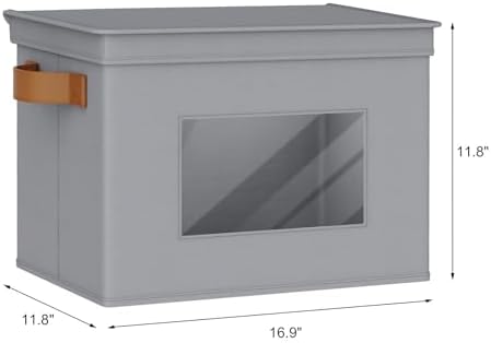 Univivi Fabric Storage Bins with Lids for Clothes 3 Pack, Grey - Image 2