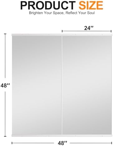 Delma Home Gym Mirror,48''x24''x2PCS White,Large Full Body Tempered Glass Frameless, Wall-Mounted for Gym, Yoga, Garage, Bedroom, Bathroom - Image 5