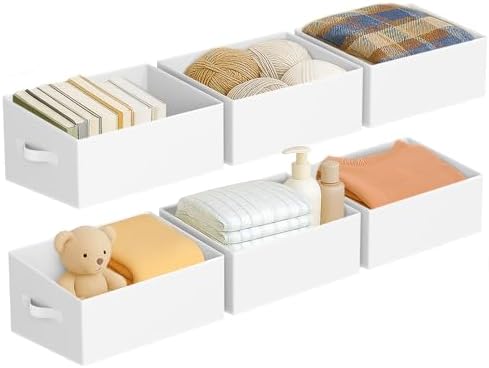DIMJ Closet Storage Bins 6 Pack - Fabric Storage Baskets for Shelves, Large Clothes Organizers with Handles, Trapezoid Shelf Organization Storage Cubes for Purse, Toys, Books, Towel, Clothes by DiMJ