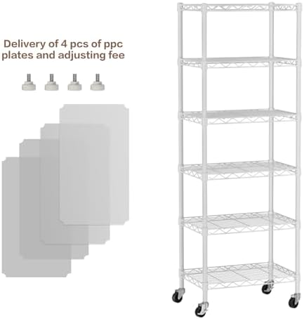 Golpart Small Shelves Storage Wire Metal Adjustable Shelf Unit with Wheels - Image 4