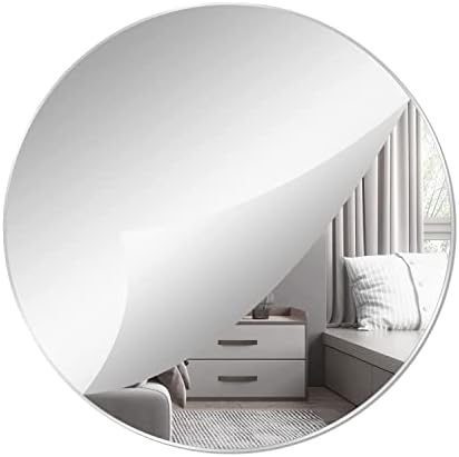 16'' Round Wall Mirror Tiles Self Adhesive Circle Mirror for Wall by DARENYI