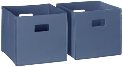 RiverRidge Folding Storage Bins - 2-pack of 10in Tall Slate Blue Cubes by RiverRidgeHome