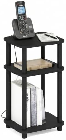 Furinno JUST 3-Tier Telephone Table, Turn-N-Tube Toolless Side Table with Open Shelf, Round Curve Corner Night Stand, Bedside Table, for Living Room, Bedroom, Americano by Furinno-FitsYourSpaceFitsYourBudget