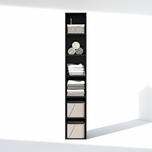 Furinno Cubicle 6-Tier Closet Organizers and Storage, Closet Organizer, Open Shelf Closet Storage, 21.1" W, for Wardrobe, Bedroom, Living Room, Blackwood - Image 5