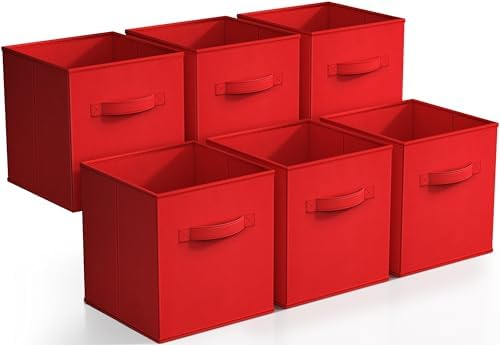 Sorbus Fabric Storage Cubes, 6-Pack Foldable Bins (11 Inch, Red) by Sorbus