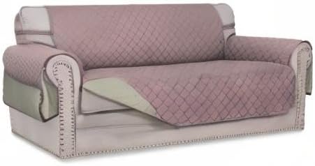 Easy-Going Reversible Couch Cover, 2 Cushion Sofa, Pink/Beige - Image 7