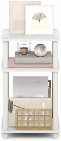Furinno Turn-N-Tube 3-Tier Toolless Side Table, Compact, White - Image 6