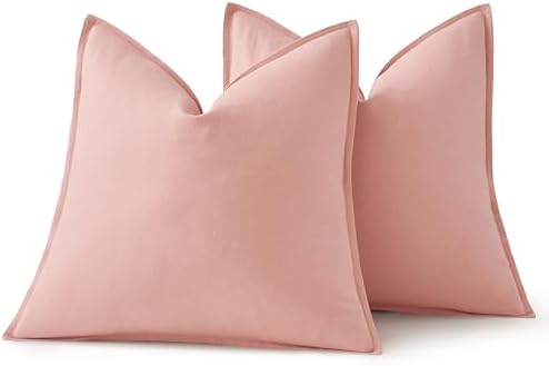 MIULEE Decorative Linen Pillow Covers 20x20 Inch Pink - Image 6