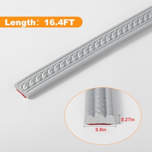 0.8" x16.4FT Silver Peel and Stick Crown Molding - Self-Adhesive PVC Trim with Metallic Finish for Mirror Frames, Cabinet & Decor - Image 2