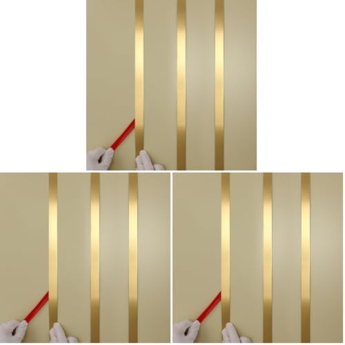 Gold Metalized Brushed Finish Molding Trim, Peel and Stick Strip for Mirror Frame, Wall, Fireplace and Home DIY Decoration (32.8 ft x 0.8 inch) (Pack of 3) by Taaizau