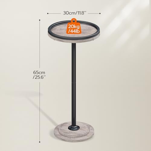 HOOBRO Small Round Side Table, Drink Table, Coffee Martini Table with Pedestal Accent for Small Spaces in Living Room, Bedroom, Sofa Couch, Greige and Black BG168BZ01 - Image 3