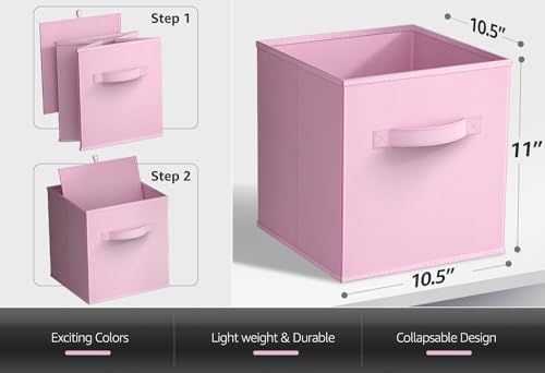 Sorbus Cube Storage Bin, Fabric, 6 Pack (11 Inch, Pastel Multi-Color 2) - Image 2