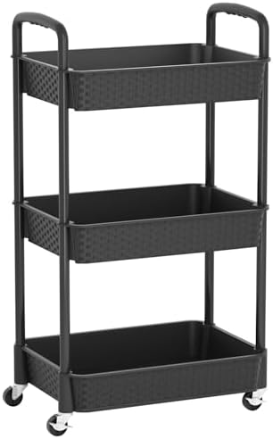 MOYIPIN 3-Tier Plastic Rolling Utility Cart with Handle,Black - Image 6