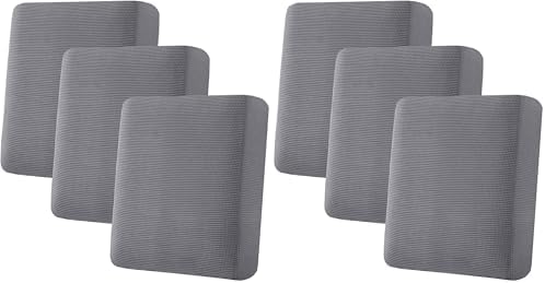 H.VERSAILTEX Super Stretch Individual Seat Cushion Covers Sofa Covers Couch Cushion Cover Slipcover Sets Thick Jacquard Textured Twill Fabric (3 Piece Sofa Cushion Covers, Grey) (Pack of 2) by HVERSAILTEX