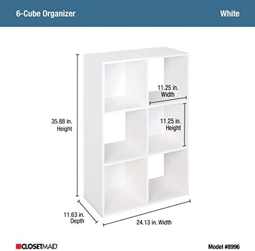 ClosetMaid Cubeicals 6 Cube Storage Shelf Organizer Bookshelf, Stackable, Vertical or Horizontal, Easy Assembly, Wood, White Finish - Image 3