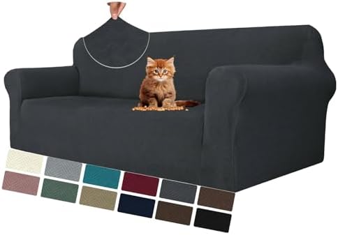 MAXIJIN Couch Covers for 3 Cushion Couch Sofa (71"-91"), 1-Piece Stretch Sofa Cover Slipcover Furniture Protector with Elastic Bottom for Kids,Dogs (Large, Diamond Pattern Gray) by MAXIJIN