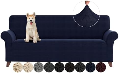ZNSAYOTX Couch Covers for 3 or 4 Cushion Couch High Stretchy Spandex Pet Friendly Sofa Slipcover 1 Piece Non Slip Couch Covers Extra Large Furniture Protector (Navy Blue, XL Sofa) by ZNSAYOTX
