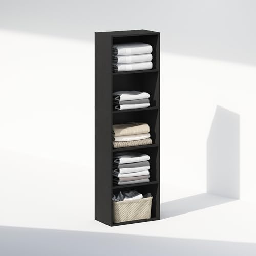 Furinno Reed Closet Organizers and Storage, 5-Tier Closet Organizer, Open Shelf Closet Storage, for Wardrobe, Bedroom, Living Room, Blackwood - Image 4