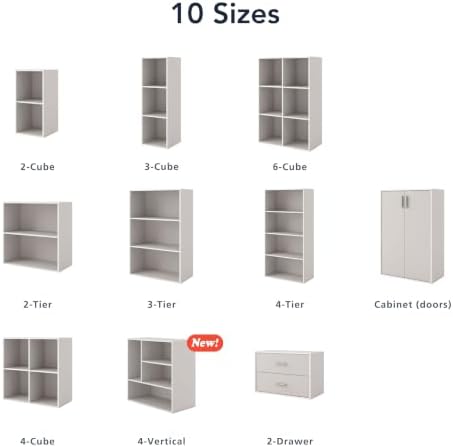 Homes: Inside + Out Apexa 4-Vertical Storage Organizer Shelves, Stackable Wood Bookcase for Organization, Dorm Teen Room Decor & Home Office, Light Pink - Image 7