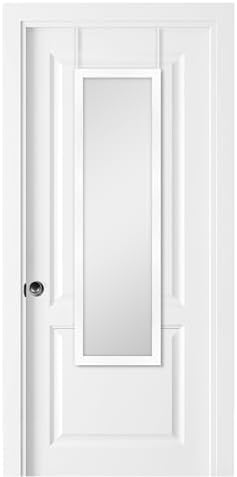 MCS 14.7x50.7 Matte White Over The Door Mirror, Full Length Hanging Mirror for Bedroom & Bathroom Doors, Lightweight Design with Patented No Tools Required Hanging System by MCSIndustriesInc