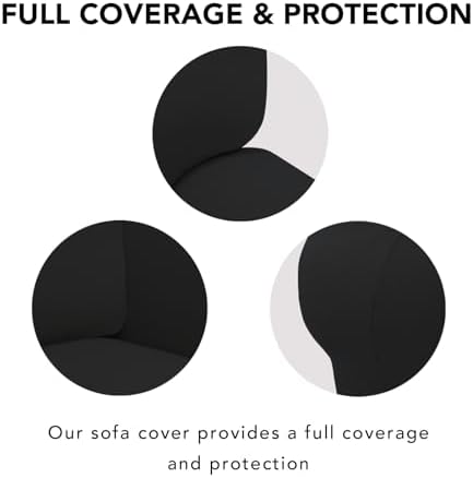 PureFit Super Stretch Sofa Slipcover – Spandex Non Slip Soft Couch Sofa Cover, Washable Furniture Protector with Non Skid Foam and Elastic Bottom for Kids, Pets (Oversized Loveseat, Black) - Image 4