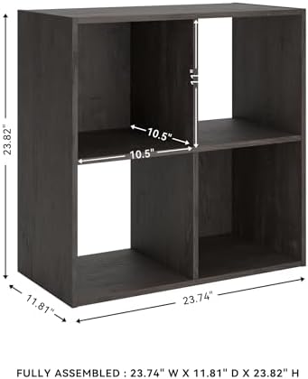 Signature Design by Ashley Piperton 4 Cube Storage Organizer or Bookcase, Charcoal - Image 3