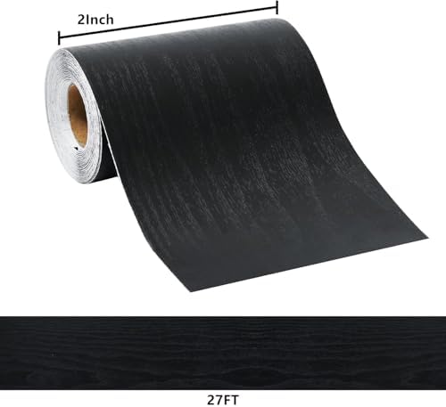 DESOMINOR 27FT Black Border Peel &Stick Black Wood Grain Wallpaper Border Removable Waterproof Bathroom Mirror Frame Sticker (Grey, 2'' x 324'') - Image 6