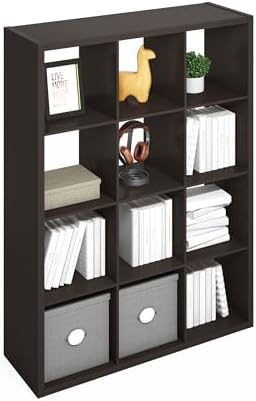 Furinno Simple 12-Cube Storage Organizer, Extra Thick Frame, Black Oak - Image 6