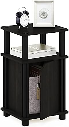 Furinno Brahms 3-Tier End Side Sofa Table/Nighstand with Door, 1-Pack, Espresso/Black by Furinno-FitsYourSpaceFitsYourBudget