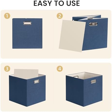 Posprica 13x13x13 Storage Cube Basket Bins, Set of 4, Army Blue - Image 4