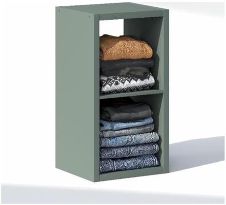Furinno Cubic Extra Thick 2-Cube Closet Organizers and Storage, Sage Green - Image 6