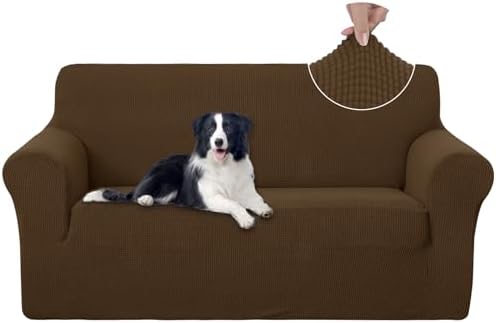 U-NICE HOME Oversized Stretch Loveseat Couch Cover, Brown by U-NICEHOME
