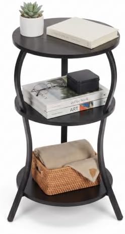 YEAKOO Small Round Side Table,3-Tier Slim Waist End Table for Small Spaces by YEAKOO