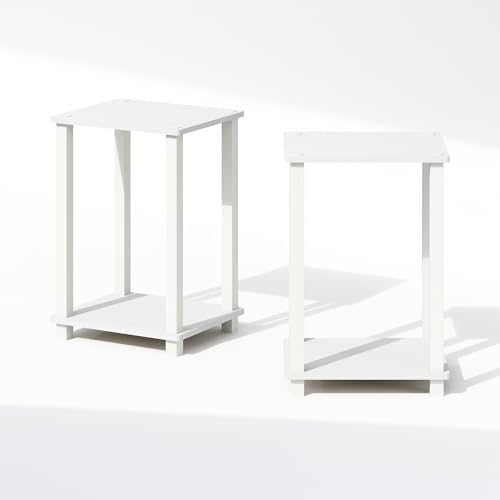 Furinno Simplistic Set of 2 Toolless 2-Tier Night Stand, White - Image 6